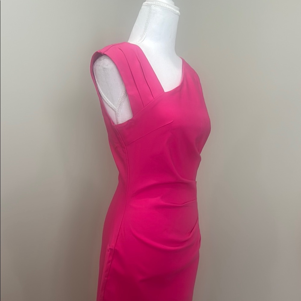 Vibrant Pink Asymmetrical Sheath Dress for Cocktail Events - Picture 4 of 7